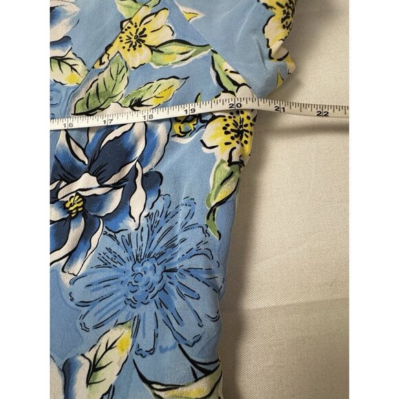 Metro Style Blue Silk Floral Maxi Dress 14 Elegant Fitted Summer Garden Cottage - Picture 12 of 14